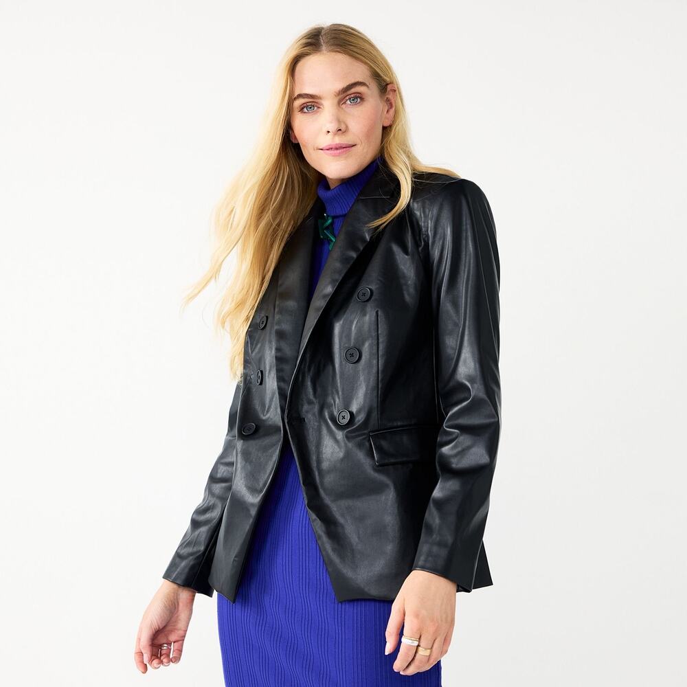 Nine West Black Double-Breasted Jacket